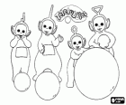 All the Teletubbies playing with balls