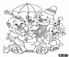 Group of clowns in a small car