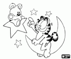 Garfield and Pooky, his teddy bear, at the moon and the stars
