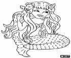 Beautiful mermaid with her hair adorned with flowers