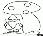 Gnome under a mushroom