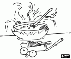 Pot of soup in the kitchen fire
