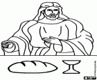 Jesus blessing the bread and wine