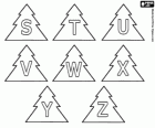 Christmas Alphabet, capital letters S to Z in a Christmas tree