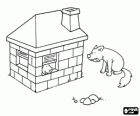 The bad wolf tries to demolish the brick house and fails, the three little pigs are safe inside