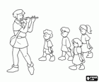 The flute player at the sound of the flute takes all the village children as revenge