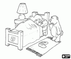 The little bear find a girl sleeping in his bed