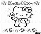 Puzzle of Hello Kitty with flowers and birds