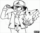 Pokemon puzzle - Ash, trainer of pokémon, with its first Pokémon Pikachu