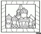 St. Basil's Cathedral, detail of the domes of the Cathedral located on Red Square in Moscow, Russia