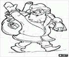 Puzzle of Santa Claus or Santa carrying a sack full of gifts - Christmas puzzle