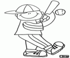 Child playing baseball, ready to hit the ball with the bat