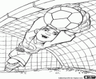 Soccer goalie catching the ball with his hands