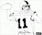 American Football Puzzle - The quarterback in action, ready to attempt a forward pass
