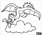 Puzzle of Winged dragon flying among the clouds