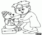 Veterinarian or a doctor for animals healing a little bear