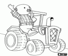 Farmer Pickles with the tractor Travis. Characters from Bob the Builder