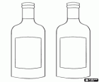 Two bottles of wine with blank label to decorate