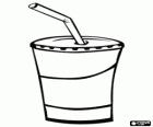 Glass of soda with a lid and a straw to drink