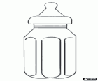 Baby bottle, container with a nipple or teat that is used to give liquids to babies