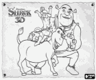 Shrek and his friends, Donkey and Puss in Boots