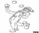 Juggler clown playing with balls