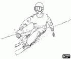Skier down a slope without sticks