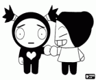 Pucca and Garu, two lovers holding hands
