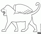 Winged lion, a mythical creature, a coloring page
