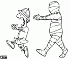 The Mummy chasing a scared archaeologist 