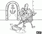 SpongeBob scrubbing the floor