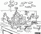 SpongeBob working like crazy in the kitchen of hamburger