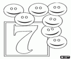 Seven smiling faces with the number 7