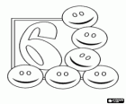 Number 6 with six circles with a laughing face