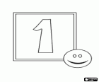 Number 1 with one happy face