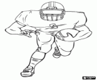 Attack player, running back, running with the ball in his hands during an american football match