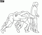Rugby team protecting the ball in a scrum