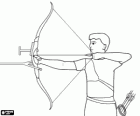 Archer practicing the shot with bow and arrow