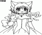 Momomiya Ichigo, the main character of Tokyo Mew Mew or Mew Mew Power, transformed into Mew Ichigo with her robot Masha