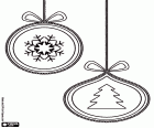 Two decorated Christmas balls hanging