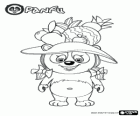 Panfu character, panda bear with a fruit hat