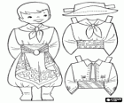 Gaúcho child from the Pampas in Argentina. Paper doll to dress up with traditional clothing
