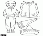 Paper doll to dress up in traditional costumes of Mexico