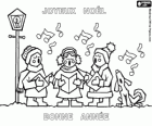 Christmas and New Year greetings with children singing carols, in french