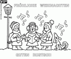 Christmas and New Year greetings with children singing carols, in german