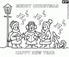 Christmas and New Year greetings with children singing carols, in english.  Merry Christmas. Happy New Year 