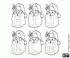 Christmas Alphabet, Santa's letters. Uppercase H to M in the beard of Santa Claus