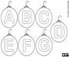 Christmas Balls or Christmas Baubles Alphabet. Capital letters A to G