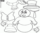 Dress up game a snowman: hat and cap, scarf and tie, gloves, vest
