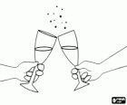 A toast or a cheers with the champagne glasses